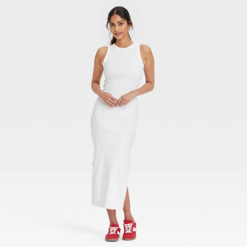 White Body Icon Sleeveless Midi Dress